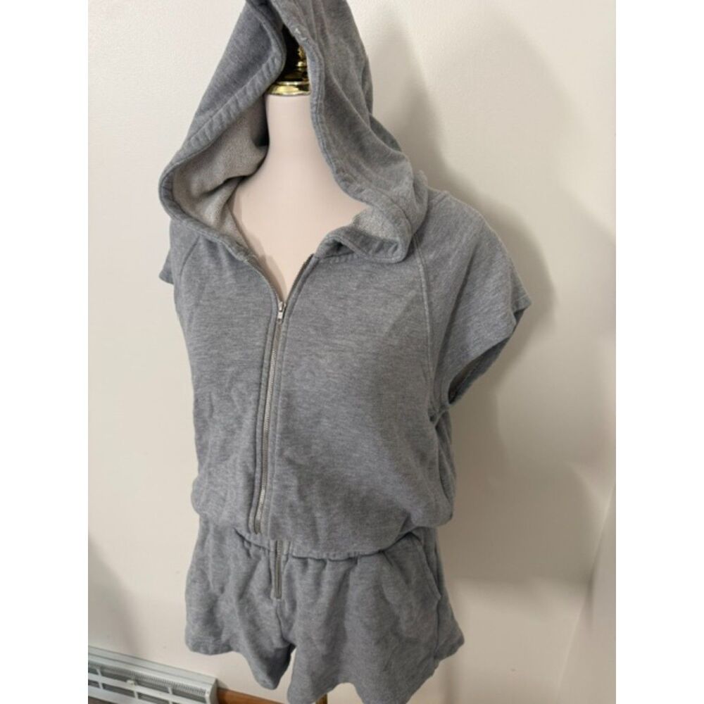 Spiritual Gangster Peyton Hoodie Romper M Heather Gray Terry Athleisure - Picture 4 of 9